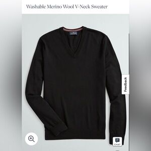 Brooks Brothers Washable 100% Merino Wool V-Neck Sweater in Black Size XL